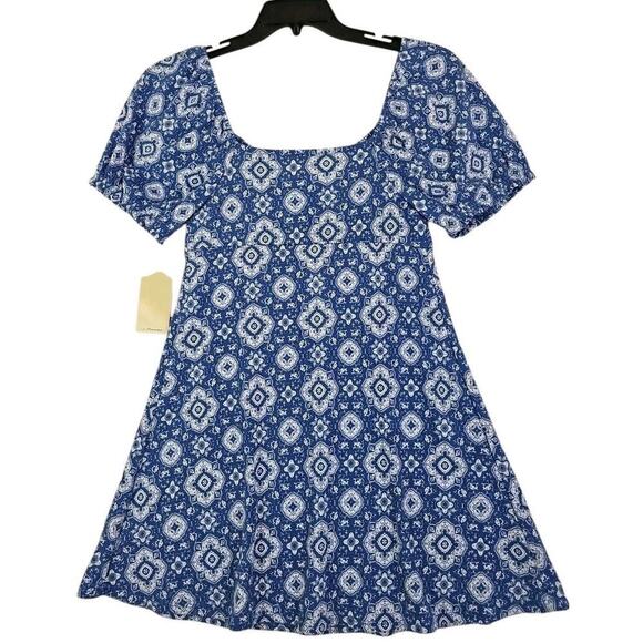 Live to Be Spoiled Kohl's ~Juniors Size L~ Blue Dedallion Mini Dress Unlined NWT - Picture 5 of 16